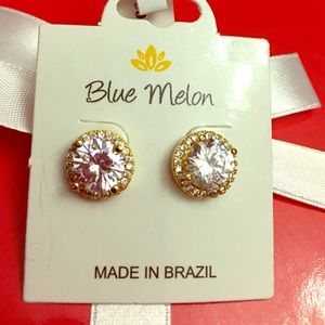 Round diamond w zircons in 18k filled gold made BR