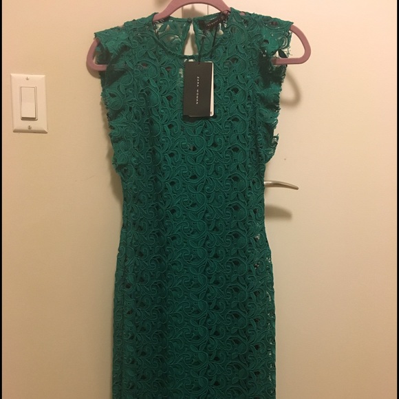 NWT ZARA Green Guipure Lace Tube Dress S - Picture 3 of 4