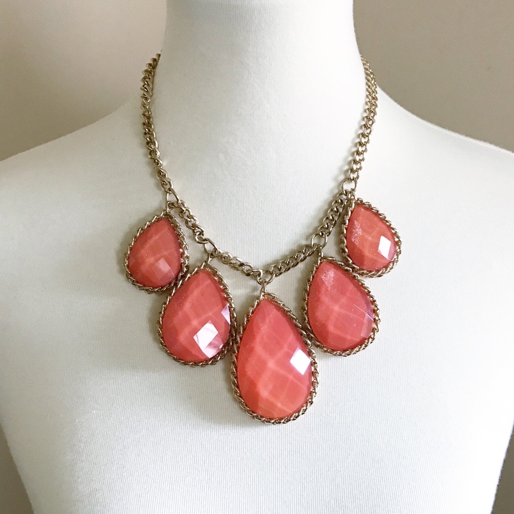 Orange & Gold Statement Chain Link necklace