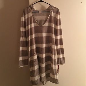 Merona  Hooded Gray Stripe Coverup