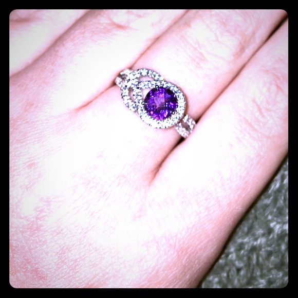 .925 Sterling and Lab Created Amethyst/CZ Ring