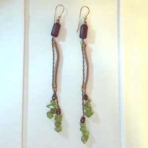 Designer Leather and Stone Earrings