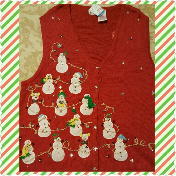 Pretty Ugly Christmas Sweater Cardigan Vest 2X