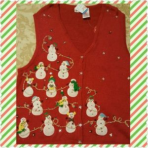 Pretty Ugly Christmas Sweater Cardigan Vest 2X
