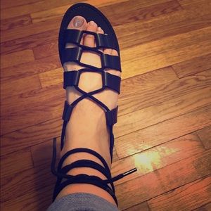 Black Low Gladiator Sandals