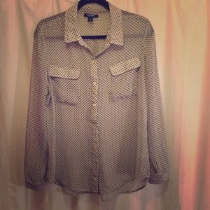 Black and white pattern button down shirt