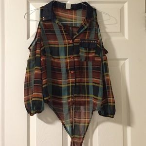 Sheer flannel top