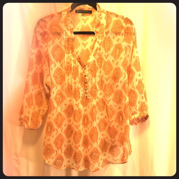 Orange and white patterned tunic