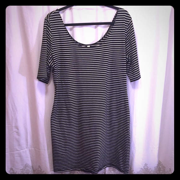 Black and white striped body con dress