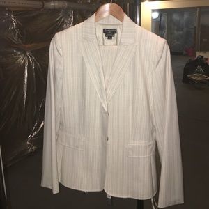 Tahari ASL cream pinstripe suit