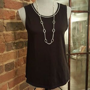 Calvin Klein Black Boatneck Tank with Silver