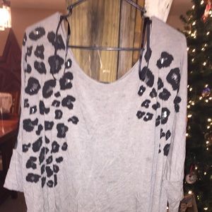 Gray and black cheetah shirt