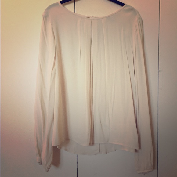 Cream long-sleeved crepe blouse
