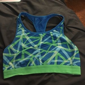 Blue and green sports bra
