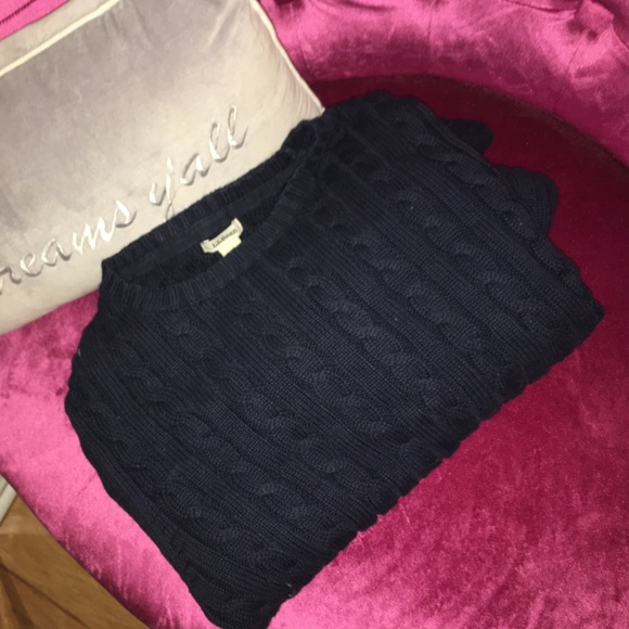 Navy blue cable knit LL Bean sweater