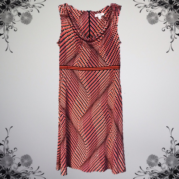 Black, Red, and White Geometric Sleeveless  Dress