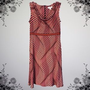 Black, Red, and White Geometric Sleeveless  Dress