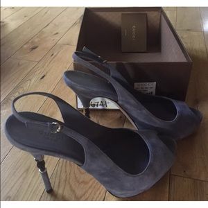 Gucci. Kid Scamosciato Mouve. With box/heel tips.