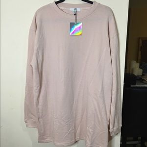 MISSGUIDED PINK OVERSIZED SWEATSHIRT DRESS