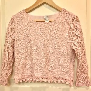 Rose Pink Lace Crop Top