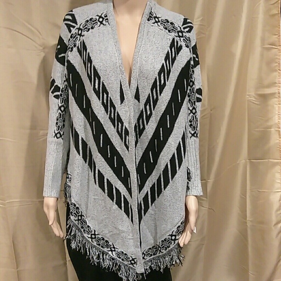 NY Collection Tie front Aztec Cardigan - Picture 1 of 3
