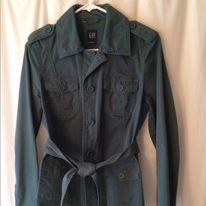 Teal jacket with belt