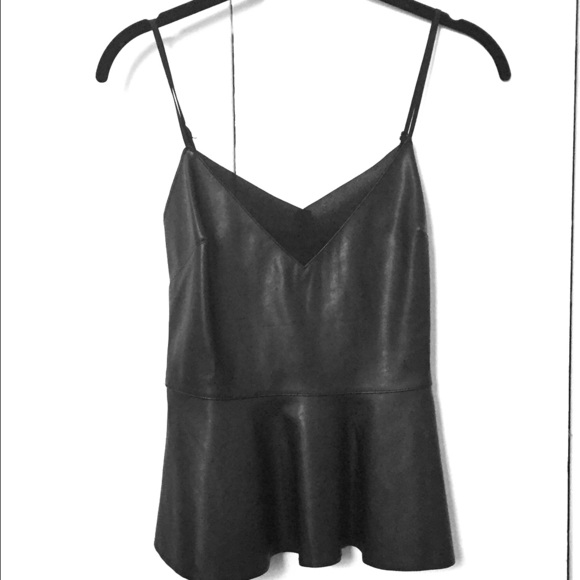 Faux leather peplum tank