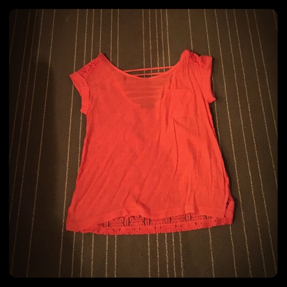 Peach lace back top