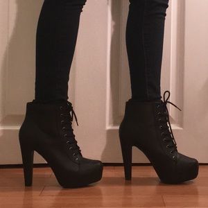 Black Faux Leather Platform Booties size 8.5 NWOT