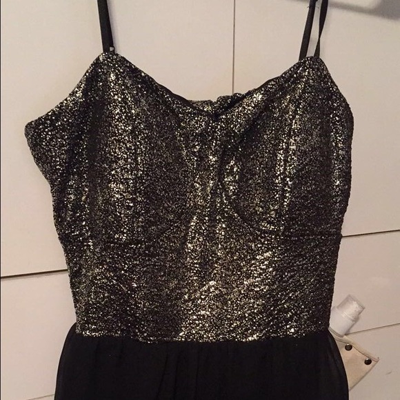 Charlotte Russe black and gold maxi dress