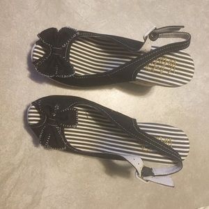 Peep Toe Denim Wedge