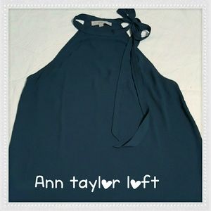 Ann taylor loft sleeveless dark aqua blouse
