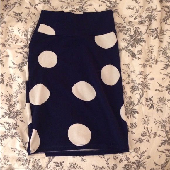Navy polka dot lularoe Cassie skirt XS