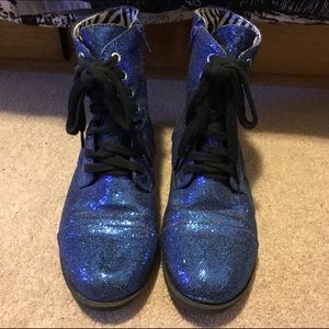 Royal Blue Glitter Ankle Boots