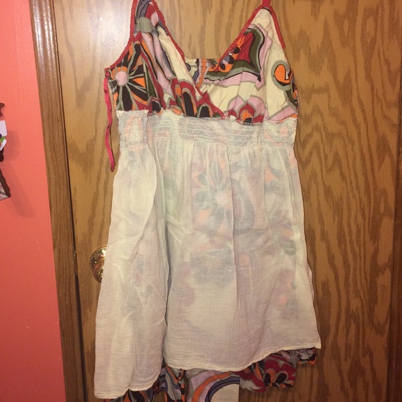 Tan/multi color thin sundress.