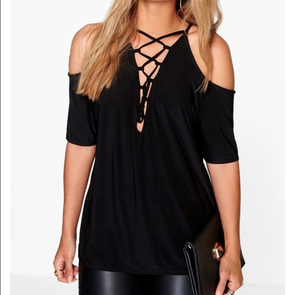 Boohoo front lace up top