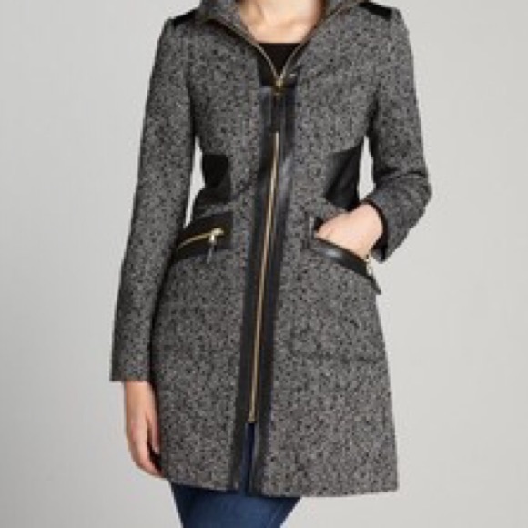 Via Spiga Wool/Leather trim Coat