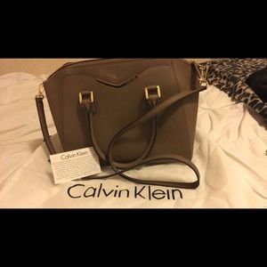 Calvin Klein tapered Saffiano leather satchel