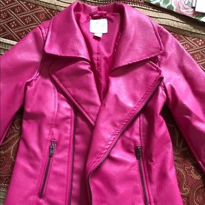Children's place pink leather jacket.