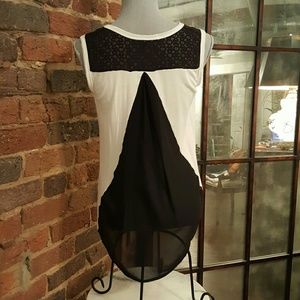 NWOT Black & Winter White Hi Lo Sleeveless Top