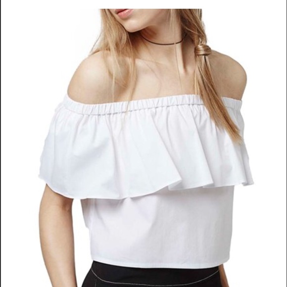 TOPSHOP WHITE OFF THE SHOULDER TOP