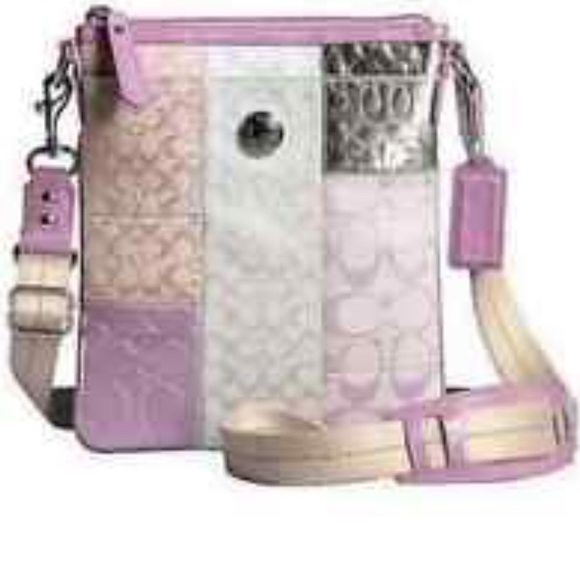 Pink and cream coach purse