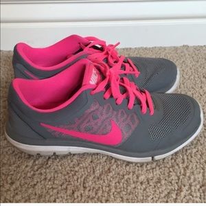 Pink and gray NIke shoes