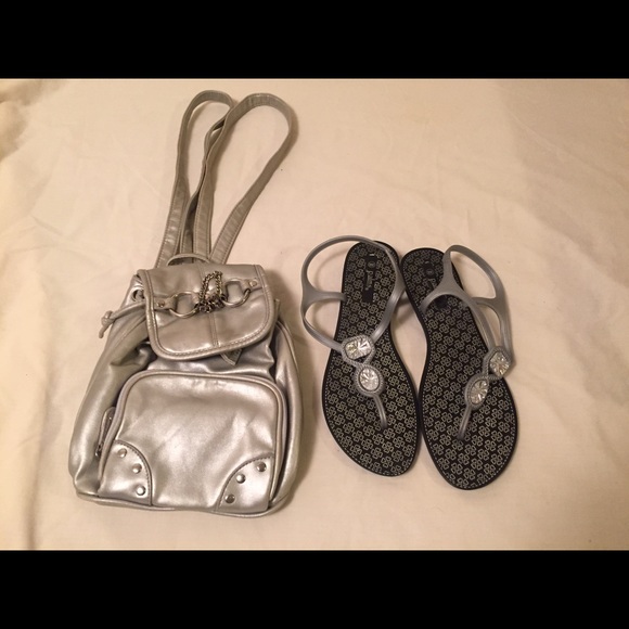Sliver Backpack  Purse And Sliver 9M Palm Sandals