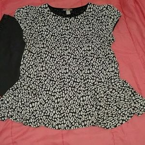H&M Black Leopard/Cheetah Print Peplum top