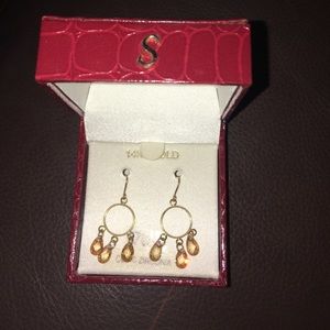 14k YG drop earrings