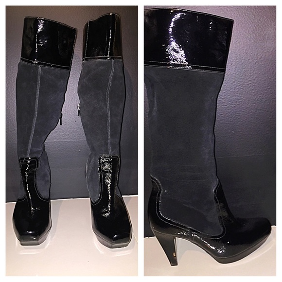 Giannia bini suede and patent leather boots