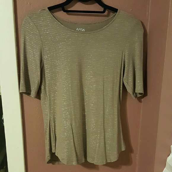 Taupe & Silver Elbow-Sleeve Shirt  (size xsp)