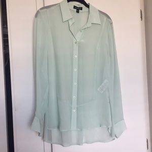 100% silk sheer button up blouse
