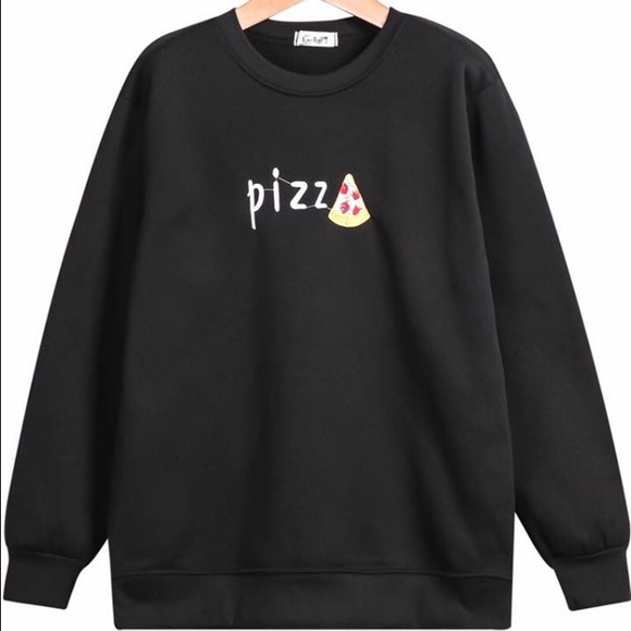 Tops - Pizza embroidered loose sweatshirt
